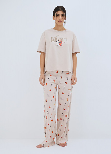 

Пижамные брюки из хлопка O'STIN x Союзмультфильм, Бежевый
