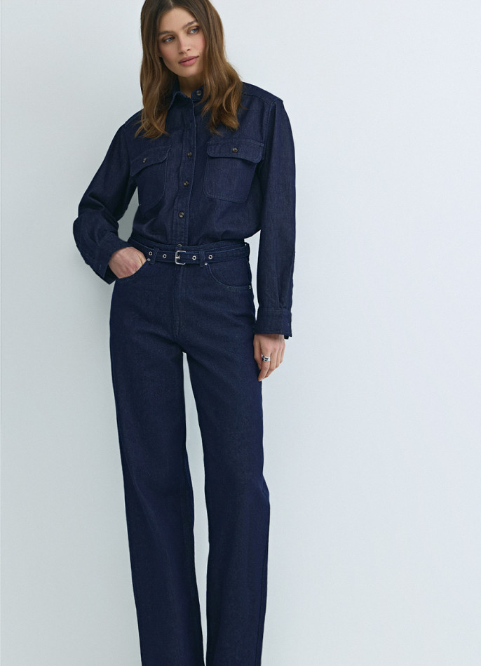 Широкие джинсы Wide leg с ремнём