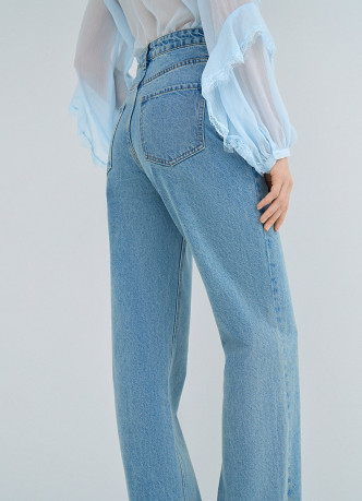 Прямые джинсы с высокой посадкой