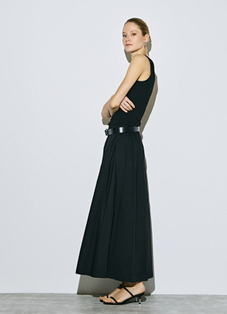 Юбка миди А-силуэта с эластичным поясом