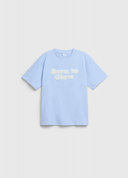 Футболка с аппликацией для девочек Голубой 999₽