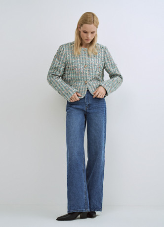 Укороченный твидовый жакет