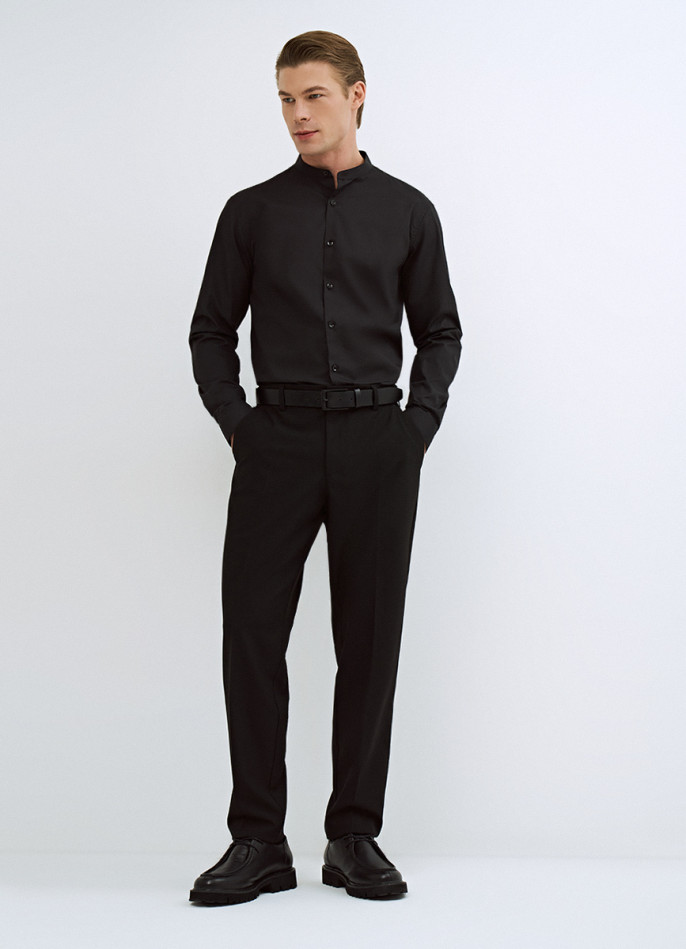 Прямые брюки с эластичным поясом