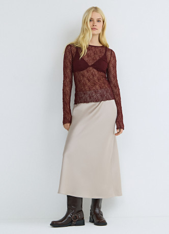 Атласная юбка миди А-силуэта