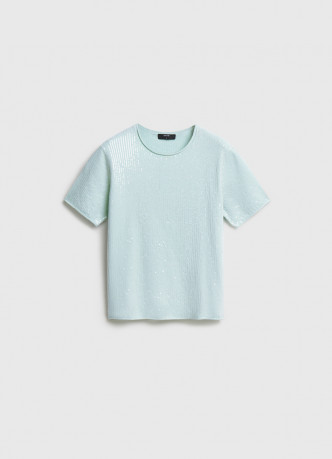 Джемпер с пайетками и коротким рукавом