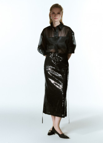 Прямая юбка с пайетками