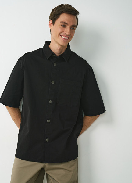 Рубашка из твила, Черный O`Stin MS4696O02-99, размер 48 - фото 2