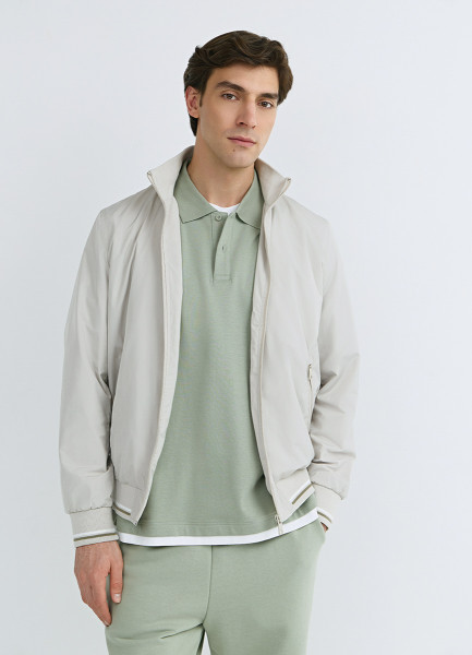 Бомбер с контрастными деталями, Бежевый