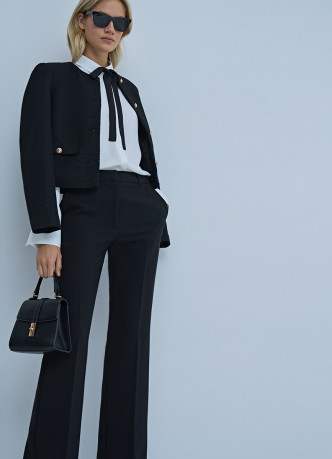 Блузка с контрастным галстуком-бантом