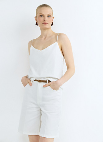 Топ изо льна на бретелях