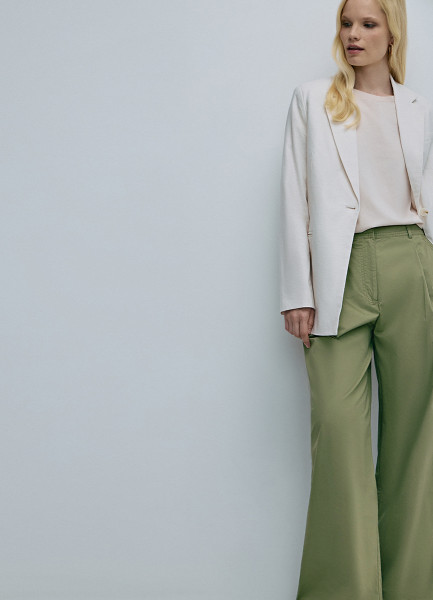 Широкие брюки из хлопка, Зеленый цена и фото