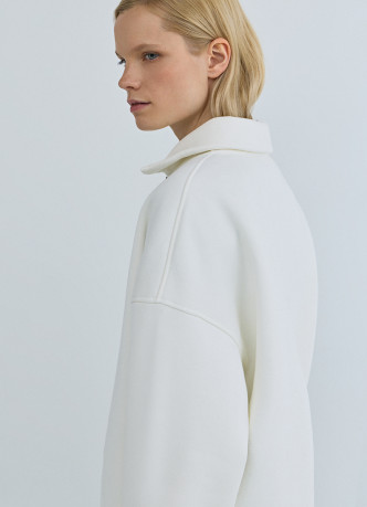 Свитшот с принтом и воротником на молнии