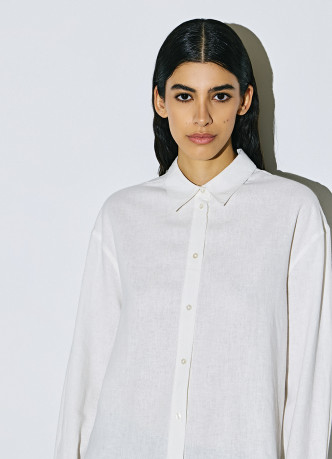 Рубашка с длинным рукавом из смесового льна