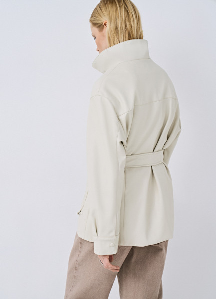 Куртка из экокожи с поясом, Бежевый O`Stin LJ666EO02-T1, размер 46 - фото 3