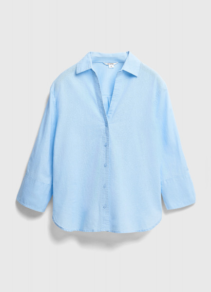 Рубашка из хлопка и льна, Голубой O`Stin LS4693O02-61, размер 46 - фото 7