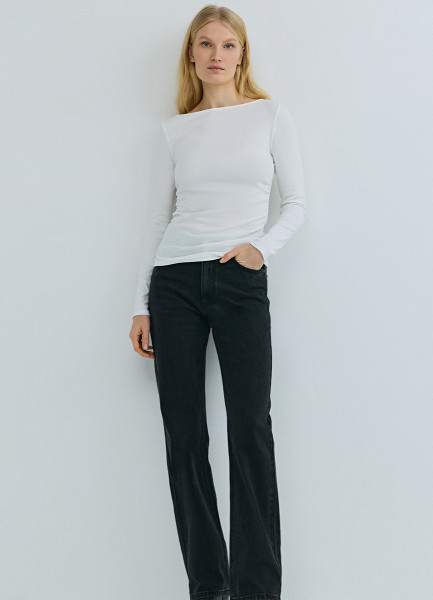 

Прямые джинсы с высокой посадкой, Черный