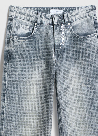 Блестящие прямые джинсы с пайетками