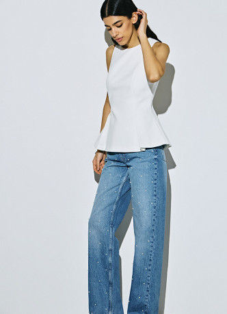 Прямые джинсы с жемчужинами