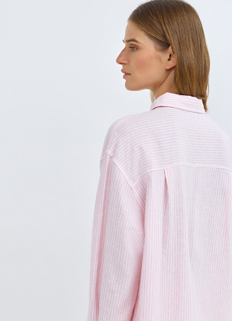 Рубашка в полоску из смесового льна