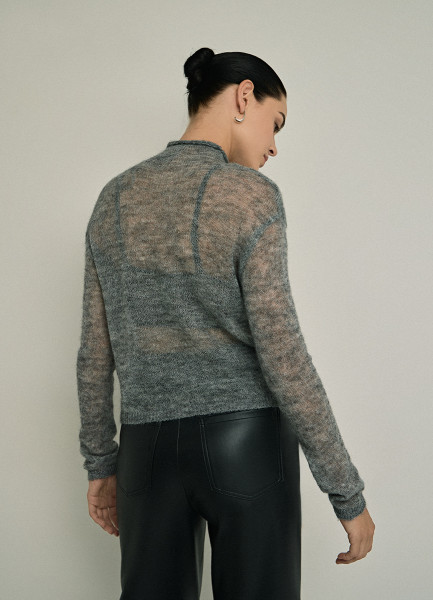 Полупрозрачный джемпер с шерстью 32099890299 Серый, размер 42, фото 3