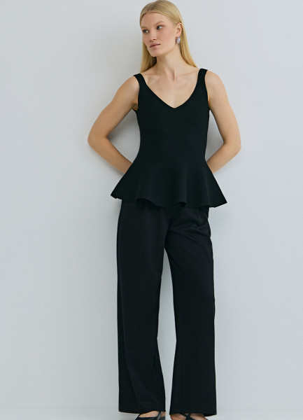 

Трикотажные прямые брюки, Черный