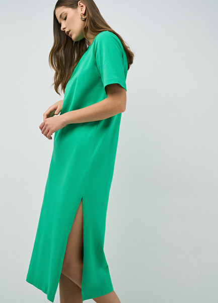 Трикотажное платье, Зеленый O`Stin LT4679O02-45, размер 50 - фото 1
