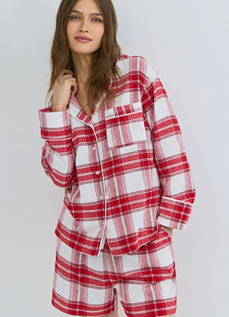 Пижамная рубашка в клетку из фланели