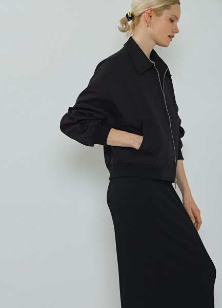 

Бомбер из хлопка на молнии, Черный