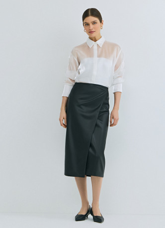 Юбка миди из искусственной кожи