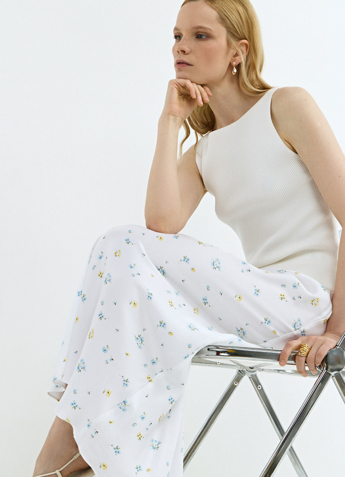 Юбка миди с цветочным принтом