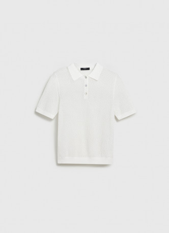 Джемпер поло из ажурной пряжи