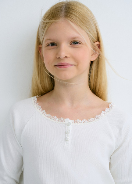 

Лонгслив в рубчик для девочек, Белый