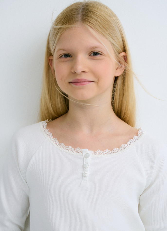 Лонгслив в рубчик для девочек