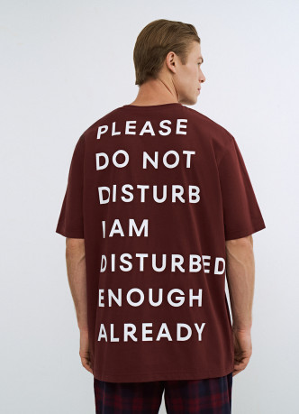 Пижамная футболка с текстовым принтом