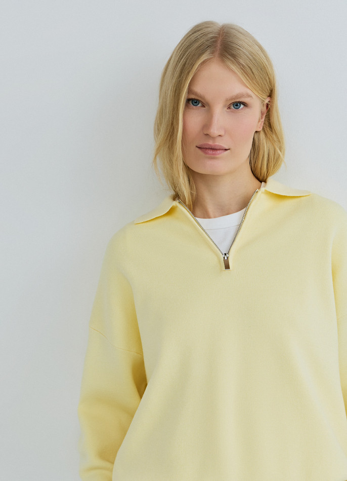 Джемпер с воротником поло на молнии