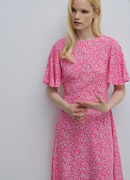 Платье из вискозы, Розовый O`Stin LR469MO02-X1, размер 46