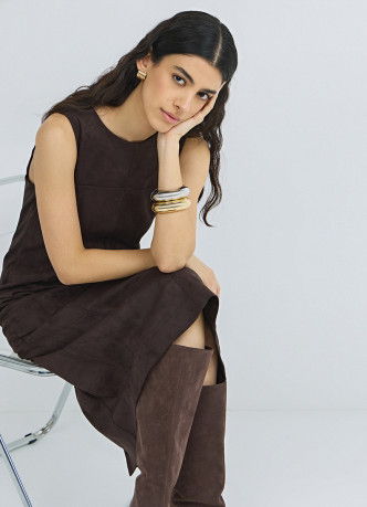 Платье миди из искусственной замши