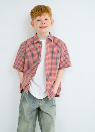 Рубашка из ткани с жатым эффектом для мальчиков