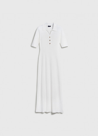 Платье в рубчик с воротником поло