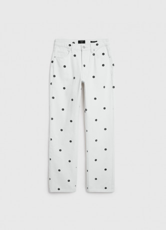 Прямые джинсы в горошек