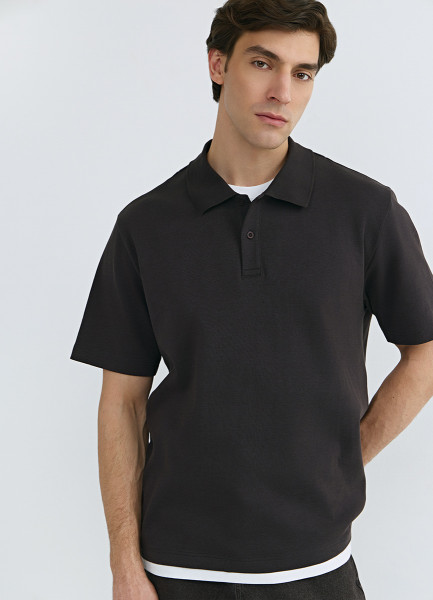 

Поло с имитацией второго слоя, Коричневый