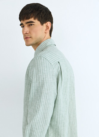 Рубашка в полоску из смесового льна