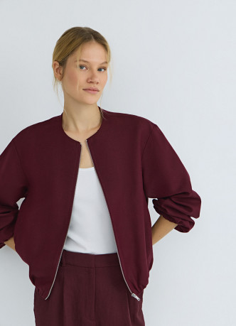 Льняной бомбер на молнии