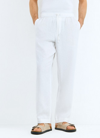 Брюки изо льна с эластичным поясом