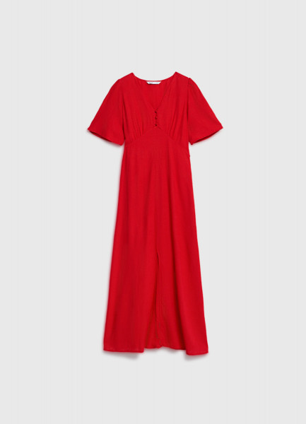 Льняное платье с вырезом спереди Красный 4599₽