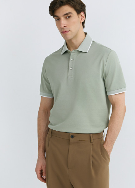 

Поло из плотного шелковистого пике, Зеленый