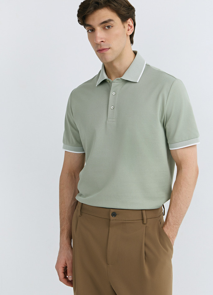 Поло из плотного шелковистого пике