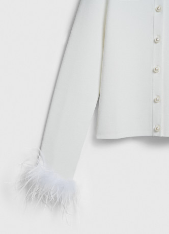 Кардиган с декором из перьев
