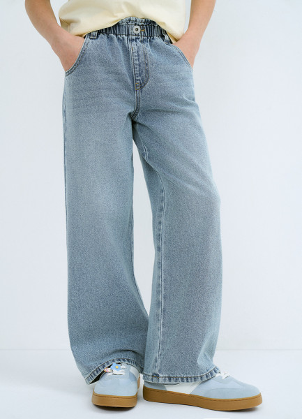 

Широкие джинсы Wide leg для девочек, Голубой