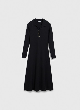 Вязаное платье миди с воротником-поло